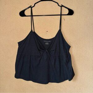 Blue Sleeveless Camisole with Tie Front and Relaxed Fit